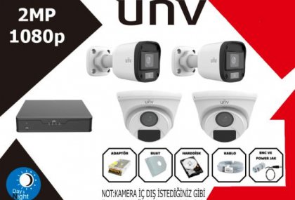 UNV Uniview 4 Kameralı Güvenlik Kamera Sistemi Set